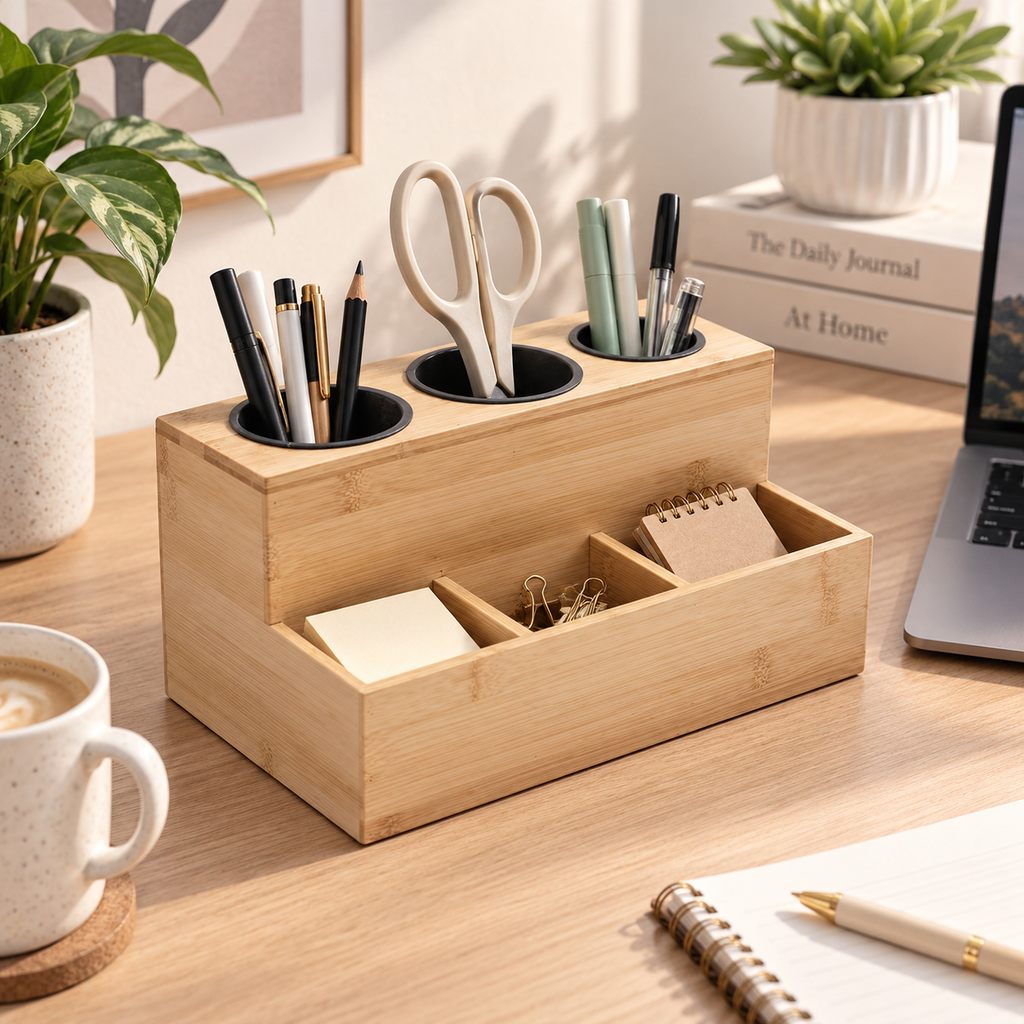 Bamboo Hair Tool & Styling Accessories Organizer