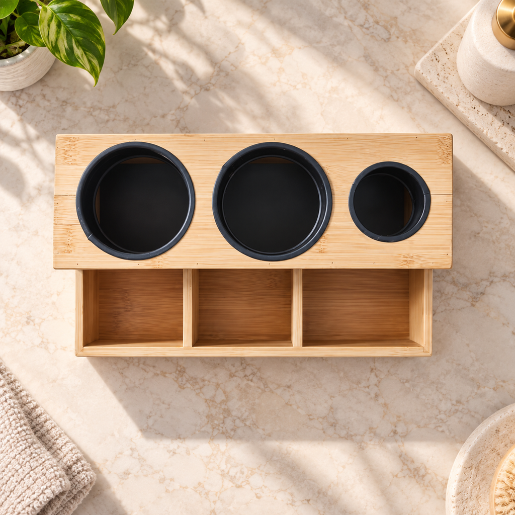 Bamboo Hair Tool & Styling Accessories Organizer