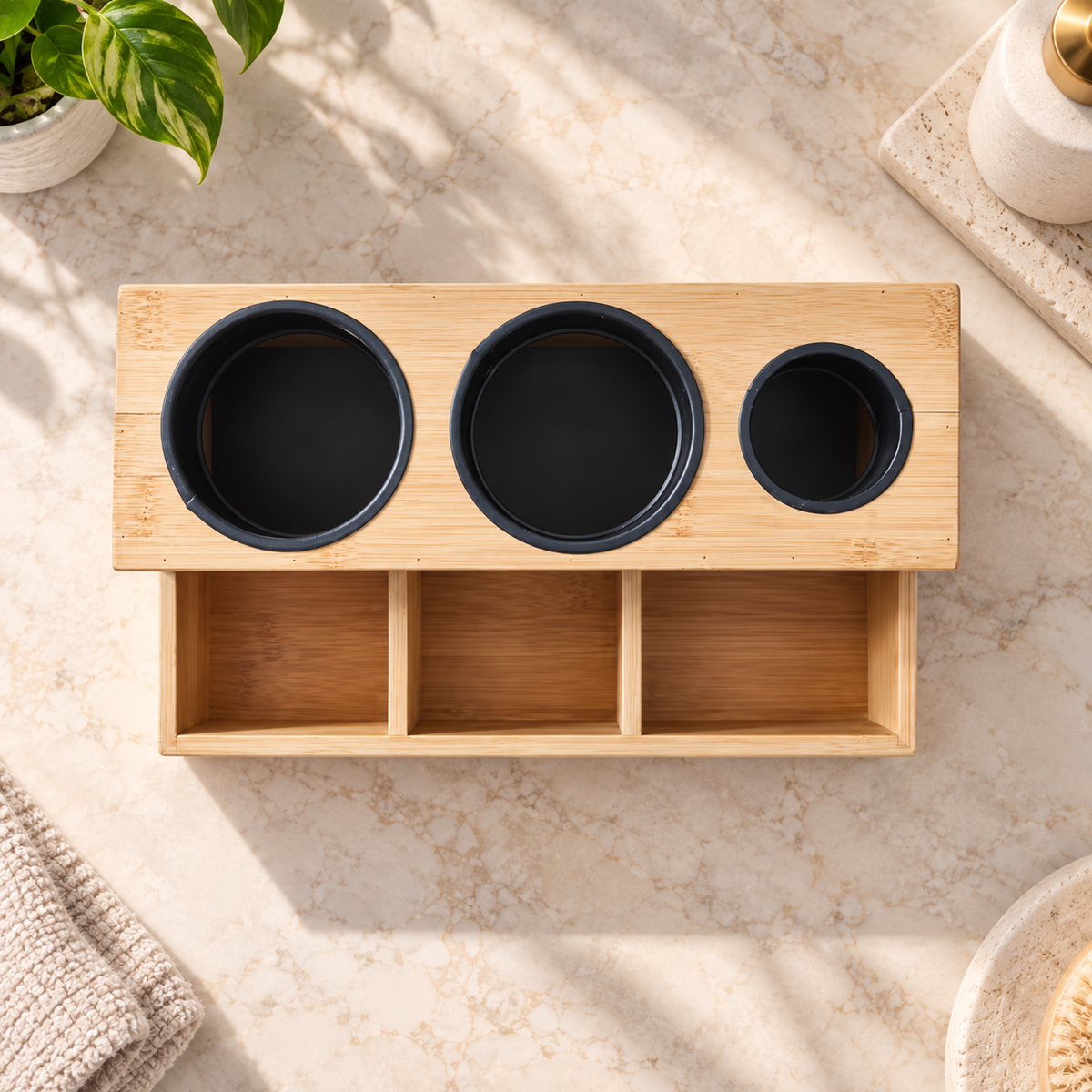 Bamboo Hair Tool & Styling Accessories Organizer