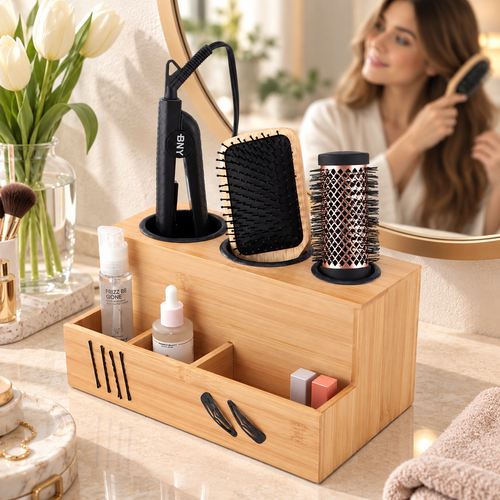 Bamboo Hair Tool & Styling Accessories Organizer