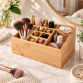 Natural Bamboo 12-Compartment Vanity Organizer