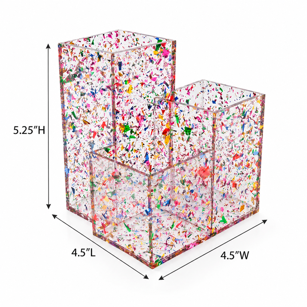 Pink Confetti Acrylic Makeup Brush Organizer
