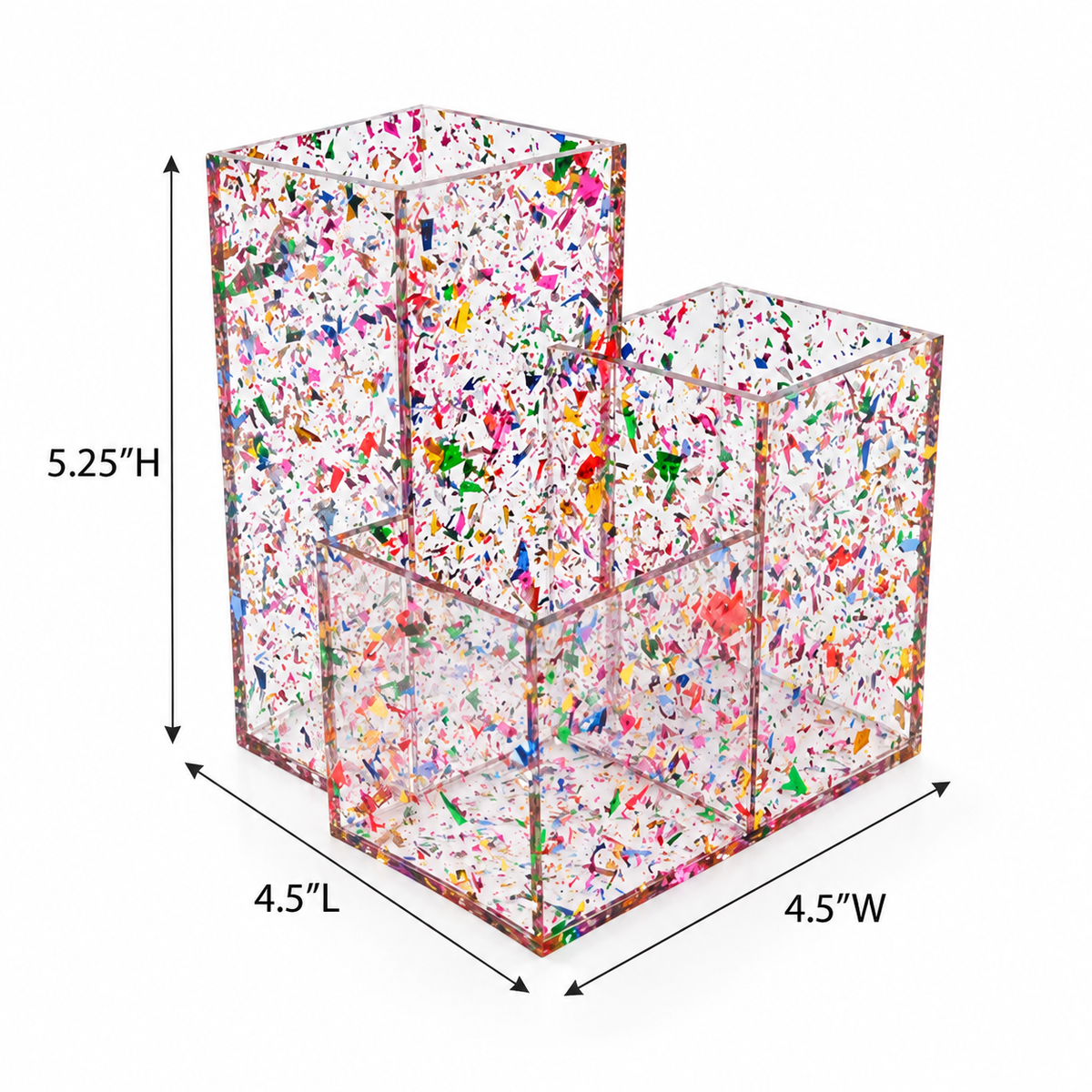 Pink Confetti Acrylic Makeup Brush Organizer