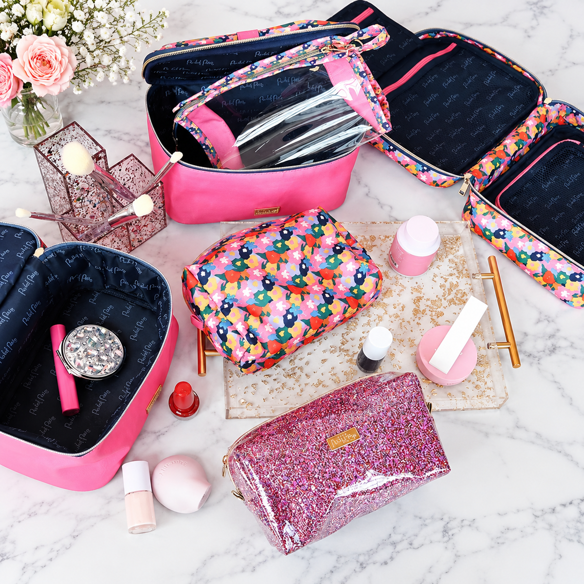 Pink Confetti Acrylic Makeup Brush Organizer